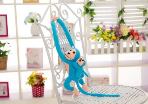 Maskotka Pluszowa Małpka z Dzieckiem Niebieska 90 cm LEAN Toys Maskotka Pluszowa Małpka z Dzieckiem Niebieska 90 cm LEAN Toys