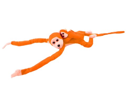 Maskotka Pluszowa Małpka z Dzieckiem Pomarańczowa z Dźwiękiem 70 cm LEAN Toys Maskotka Pluszowa Małpka z Dzieckiem Pomarańczowa z Dźwiękiem 70 cm LEAN Toys
