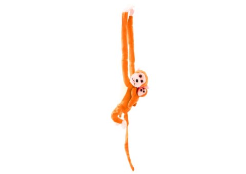 Maskotka Pluszowa Małpka z Dzieckiem Pomarańczowa z Dźwiękiem 70 cm LEAN Toys Maskotka Pluszowa Małpka z Dzieckiem Pomarańczowa z Dźwiękiem 70 cm LEAN Toys