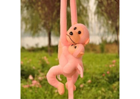 Maskotka Pluszowa Małpka z Dzieckiem Różowa 90 cm LEAN Toys Maskotka Pluszowa Małpka z Dzieckiem Różowa 90 cm LEAN Toys