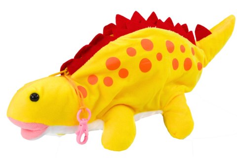 Pluszowy Dinozaur Piórnik Schowek Zawieszka Żółty LEAN Toys Pluszowy Dinozaur Piórnik Schowek Zawieszka Żółty LEAN Toys