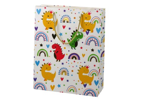 Torba Prezentowa Kolorowe Dinozaury Tęcza 32 cm x 26 cm x 10 cm LEAN TOYS Torba Prezentowa Kolorowe Dinozaury Tęcza 32 cm x 26 cm x 10 cm LEAN TOYS