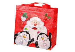 Torba Prezentowa Mikołaj i Pingwinki Czerwona 22cm x 22cm x 11cm LEAN TOYS