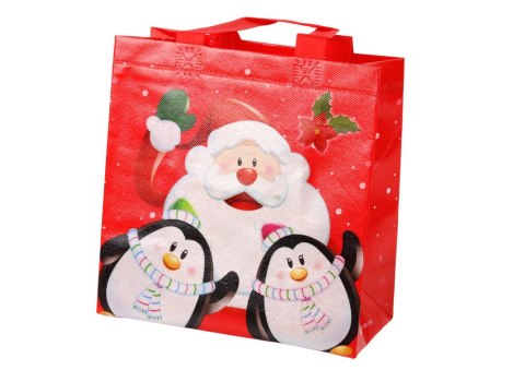 Torba Prezentowa Mikołaj i Pingwinki Czerwona 22cm x 22cm x 11cm LEAN TOYS Torba Prezentowa Mikołaj i Pingwinki Czerwona 22cm x 22cm x 11cm LEAN TOYS