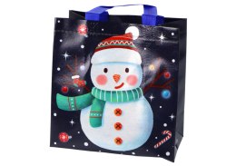 Torba Prezentowa w Ciemnym Kolorze Motyw Bałwana 23cm x 21,5cm x 11cm LEAN TOYS