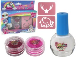 Zestaw Piękności Lakiery Do Paznokci Sypki Brokat Szablony LEAN TOYS