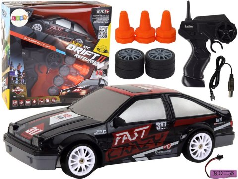 Autko Sportowe Zdalnie Sterowane R/C 1:24 Czarne Wymienne Koła LEAN Toys Autko Sportowe Zdalnie Sterowane R/C 1:24 Czarne Wymienne Koła LEAN Toys