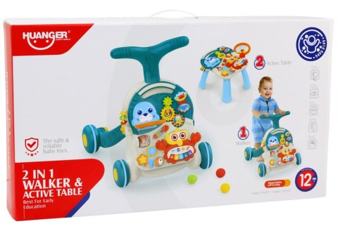 Chodzik Pchacz Edukacyjny Stolik 2w1 Panel Interaktywny Niebieski LEAN Toys Chodzik Pchacz Edukacyjny Stolik 2w1 Panel Interaktywny Niebieski LEAN Toys