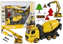 Pojazdy Budowlane Dźwięk Światła 1:12 DIY Betoniarka Dźwig Koparka LEAN Toys