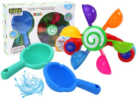 Zabawka Obrotowa Do Kąpieli Kolorowe Miseczki Dwie Łyżki LEAN Toys Zabawka Obrotowa Do Kąpieli Kolorowe Miseczki Dwie Łyżki LEAN Toys