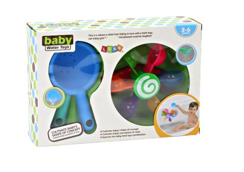 Zabawka Obrotowa Do Kąpieli Kolorowe Miseczki Dwie Łyżki LEAN Toys Zabawka Obrotowa Do Kąpieli Kolorowe Miseczki Dwie Łyżki LEAN Toys