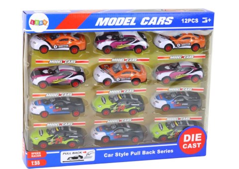 Zestaw Autek Sportowych 1:55 Z Napędem Frykcyjnym 12 Sztuk Kolorowe LEAN Toys Zestaw Autek Sportowych 1:55 Z Napędem Frykcyjnym 12 Sztuk Kolorowe LEAN Toys