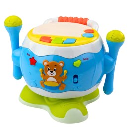 Bębenek Dla Dzieci Muzyczny Interaktywny Światła Dźwięki Niebieski LEAN Toys