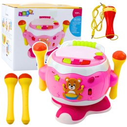 Bębenek Dla Dzieci Muzyczny Interaktywny Światła Dźwięki Różowy LEAN Toys
