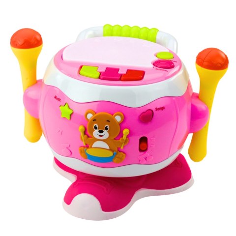 Bębenek Dla Dzieci Muzyczny Interaktywny Światła Dźwięki Różowy LEAN Toys Bębenek Dla Dzieci Muzyczny Interaktywny Światła Dźwięki Różowy LEAN Toys
