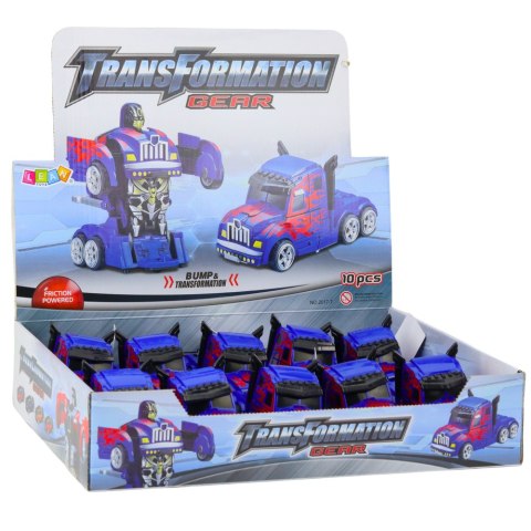 Ciężarówka Auto Robot 2w1 Napęd Czerwone Wzory Niebieska LEAN Toys Ciężarówka Auto Robot 2w1 Napęd Czerwone Wzory Niebieska LEAN Toys