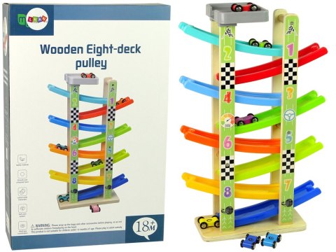 Drewniana Zjeżdżalnia Tor Samochodowy 8 Pięter Autka LEAN Toys Drewniana Zjeżdżalnia Tor Samochodowy 8 Pięter Autka LEAN Toys