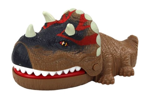 Gra Zręcznościowa Gryzący Dinozaur Triceratops Brązowy Światła Dźwięki LEAN Toys Gra Zręcznościowa Gryzący Dinozaur Triceratops Brązowy Światła Dźwięki LEAN Toys