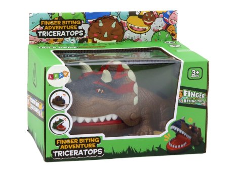Gra Zręcznościowa Gryzący Dinozaur Triceratops Brązowy Światła Dźwięki LEAN Toys Gra Zręcznościowa Gryzący Dinozaur Triceratops Brązowy Światła Dźwięki LEAN Toys