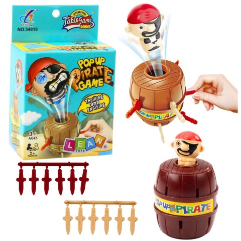 Gra Zręcznościowa Rodzinna Wyskakujący Pirat Beczka Miecze LEAN TOYS Gra Zręcznościowa Rodzinna Wyskakujący Pirat Beczka Miecze LEAN TOYS