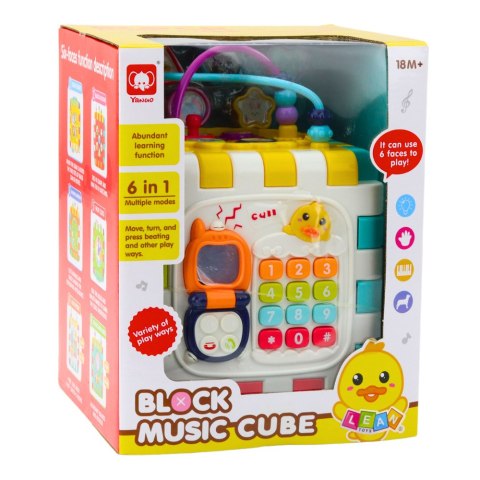 Kostka Edukacyjna Muzyczna Interaktywna Dla Malucha 6w1 LEAN Toys Kostka Edukacyjna Muzyczna Interaktywna Dla Malucha 6w1 LEAN Toys