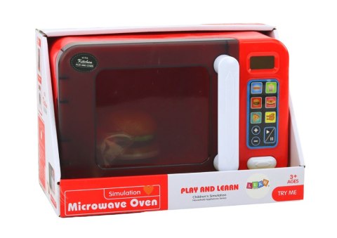 Kuchenka Mikrofalowa Mikrofala Zabawkowa Czerwona Dodatki LEAN Toys Kuchenka Mikrofalowa Mikrofala Zabawkowa Czerwona Dodatki LEAN Toys
