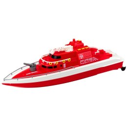 Łódź Motorówka Zdalnie Sterowana RC 1:28 Ratunkowa Czerwona LEAN Toys