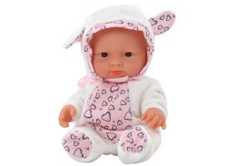 Mała Lalka Bobas Białe Ubranko Czapeczka Kokardka Uszy LEAN Toys