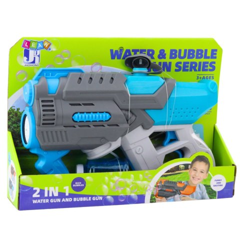 Pistolet Elektryczny Na Wodę Bańki Mydlane 2W1 Szaro Niebieski LEAN Toys Pistolet Elektryczny Na Wodę Bańki Mydlane 2W1 Szaro Niebieski LEAN Toys