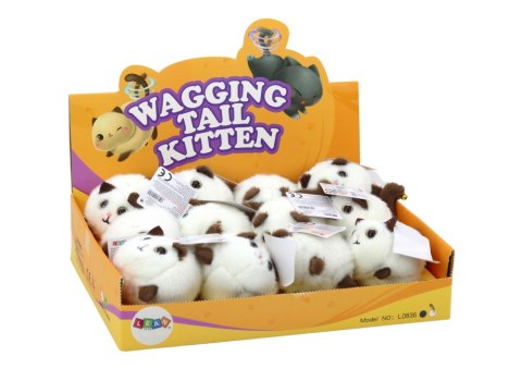 Pluszowy Kotek Naciągany Skaczący Maskotka Biały LEAN Toys Pluszowy Kotek Naciągany Skaczący Maskotka Biały LEAN Toys
