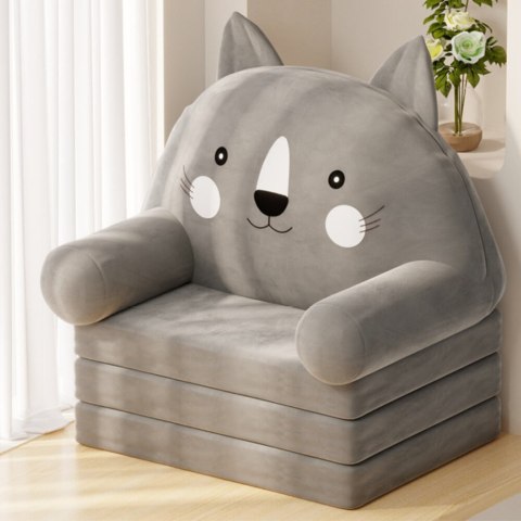 Rozkładany Fotel Dla Dziecka Kot 3 Poziomowy Szary 56x50cm LEAN Toys Rozkładany Fotel Dla Dziecka Kot 3 Poziomowy Szary 56x50cm LEAN Toys