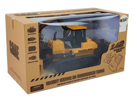 Spychacz Buldożer Koła Gąsiennicowe Zdalnie Sterowany Ruchem Gestem Ręki 2.4G 1:28 LEAN Toys Spychacz Buldożer Koła Gąsiennicowe Zdalnie Sterowany Ruchem Gestem Ręki 2.4G 1:28 LEAN Toys