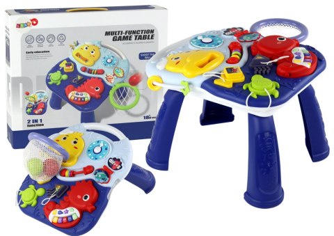 Stolik Edukacyjny 2w1 Zwierzęta Morskie Pianinko Zegar Kosz Piłki LEAN Toys Stolik Edukacyjny 2w1 Zwierzęta Morskie Pianinko Zegar Kosz Piłki LEAN Toys