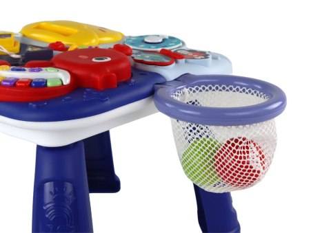 Stolik Edukacyjny 2w1 Zwierzęta Morskie Pianinko Zegar Kosz Piłki LEAN Toys Stolik Edukacyjny 2w1 Zwierzęta Morskie Pianinko Zegar Kosz Piłki LEAN Toys
