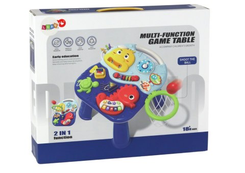 Stolik Edukacyjny 2w1 Zwierzęta Morskie Pianinko Zegar Kosz Piłki LEAN Toys Stolik Edukacyjny 2w1 Zwierzęta Morskie Pianinko Zegar Kosz Piłki LEAN Toys