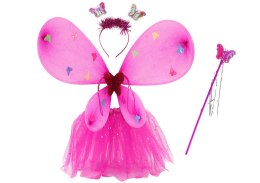 Strój Wróżki Przebranie Motyla Kostium Ciemny Różowy Skrzydła LEAN Toys