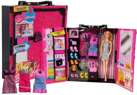 Szafa Modowa dla Lalek Walizka Różowa LEAN Toys