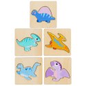 Układanka Drewniana Puzzle Kolorowa 11 x 11cm Mix LEAN TOYS