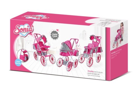 Wózek Dla Lalek Metalowy Torba Duże Koła Różowy LEAN Toys Wózek Dla Lalek Metalowy Torba Duże Koła Różowy LEAN Toys