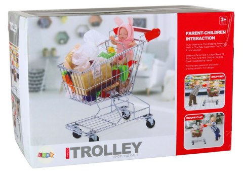 Wózek Sklepowy Metalowy Koszyk Dla Dzieci Srebrny Duży LEAN Toys Wózek Sklepowy Metalowy Koszyk Dla Dzieci Srebrny Duży LEAN Toys