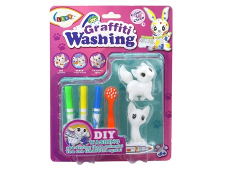 Zestaw Artystyczny DIY Kotki Figurki 2szt Pisaki Szczotka LEAN Toys Zestaw Artystyczny DIY Kotki Figurki 2szt Pisaki Szczotka LEAN Toys