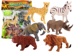 Zestaw Figurek Dzikich Zwierząt 6 Sztuk Słoń Lew Nosorożec LEAN Toys
