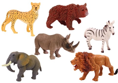 Zestaw Figurek Dzikich Zwierząt 6 Sztuk Słoń Lew Nosorożec LEAN Toys Zestaw Figurek Dzikich Zwierząt 6 Sztuk Słoń Lew Nosorożec LEAN Toys