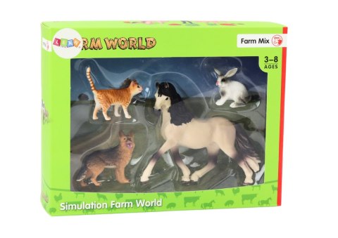 Zestaw Figurek Zwierząt Domowych Koń Pies Królik Kot 4 Sztuki LEAN Toys Zestaw Figurek Zwierząt Domowych Koń Pies Królik Kot 4 Sztuki LEAN Toys