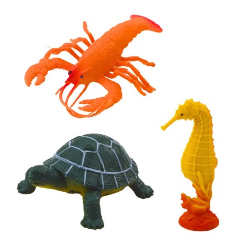 Zestaw Figurek Zwierząt Morskich Rekin Młot Orka Konik Homar Żółw 6szt LEAN Toys Zestaw Figurek Zwierząt Morskich Rekin Młot Orka Konik Homar Żółw 6szt LEAN Toys