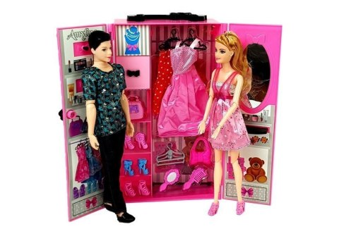 Zestaw Lalek Chłopak Dziewczyna Szafa Garderoba Ubrania w Walizce LEAN Toys Zestaw Lalek Chłopak Dziewczyna Szafa Garderoba Ubrania w Walizce LEAN Toys