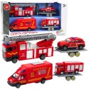 Zestaw Pojazdów Strażackich Wozy Samochody Napęd Czerwone LEAN Toys