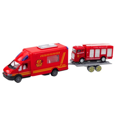 Zestaw Pojazdów Strażackich Wozy Samochody Napęd Czerwone LEAN Toys Zestaw Pojazdów Strażackich Wozy Samochody Napęd Czerwone LEAN Toys