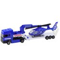 Zestaw Policyjny Samochód Ratunkowy Łódź Ciężarówka Helikopter Niebieski LEAN Toys