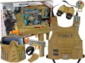 Zestaw Wojskowy Broń Maska Lornetka Kamizelka Kompas LEAN Toys